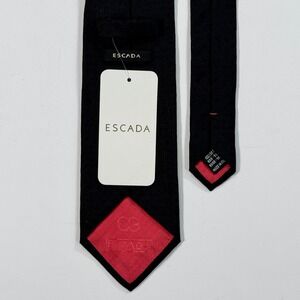 NWT‎ Escada Mens Black Textured Silk Jacquard Necktie Made in Italy TF807 NWT